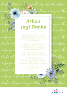 Plakat Arbon sagt Danke